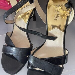 Michael Kors Black Patent Strappy High Heel Sandals